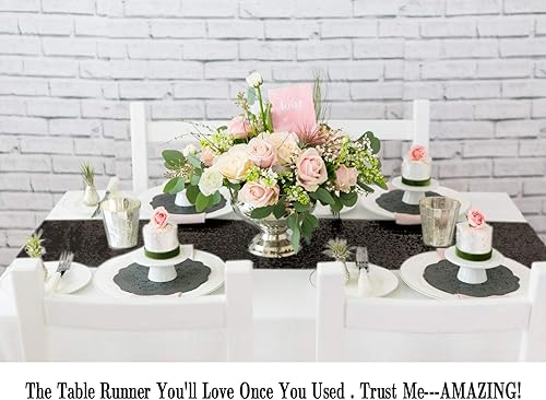 Miniatura 2 de ShinyBeauty - Camino de mesa rectangular (12x72 pulgadas, para bodas, fiestas, decoración