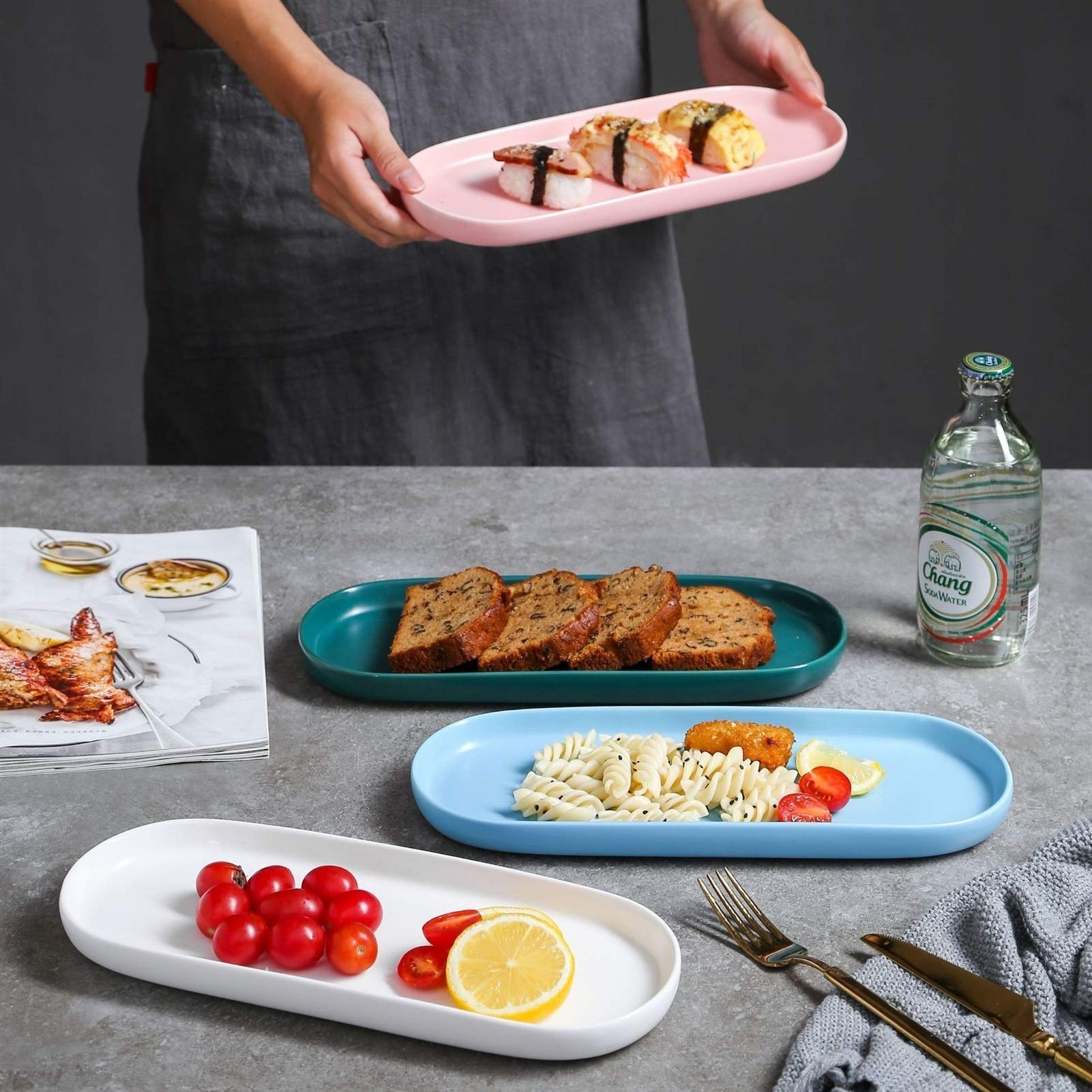 Nordycki zestaw ceramicznych zastawy stołowej stylowy dom jadalnia i serwowania owoców zastawa stołowa nowoczesny design eleganckie naczynia do rodzinnych posiłków i rozrywki