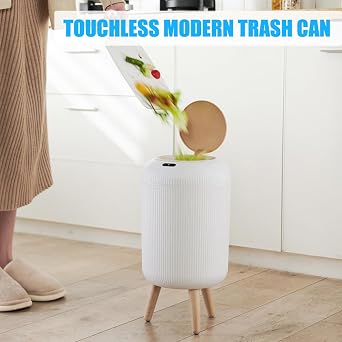 Automatic Bathroom Bin with Lid, Smart Touchless Bedroom Bin with Legs