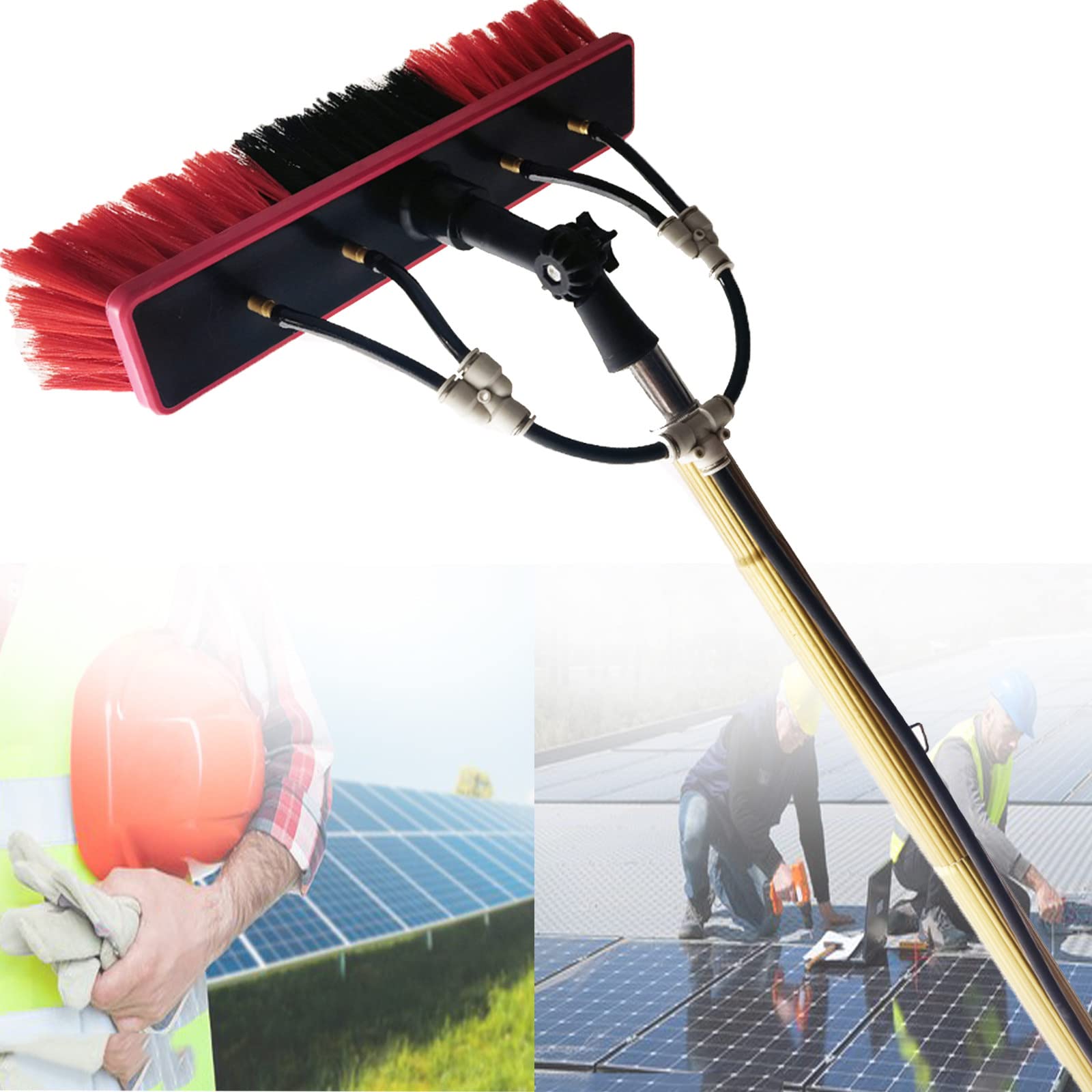 BHFLJSAQ Telescopic Window Cleaning Pole with Water-fed Brush, 3.6M Extendable Solar Panel Cleaner, Ideal for Conservatory Roofs & Photovoltaic Panel Maintenance