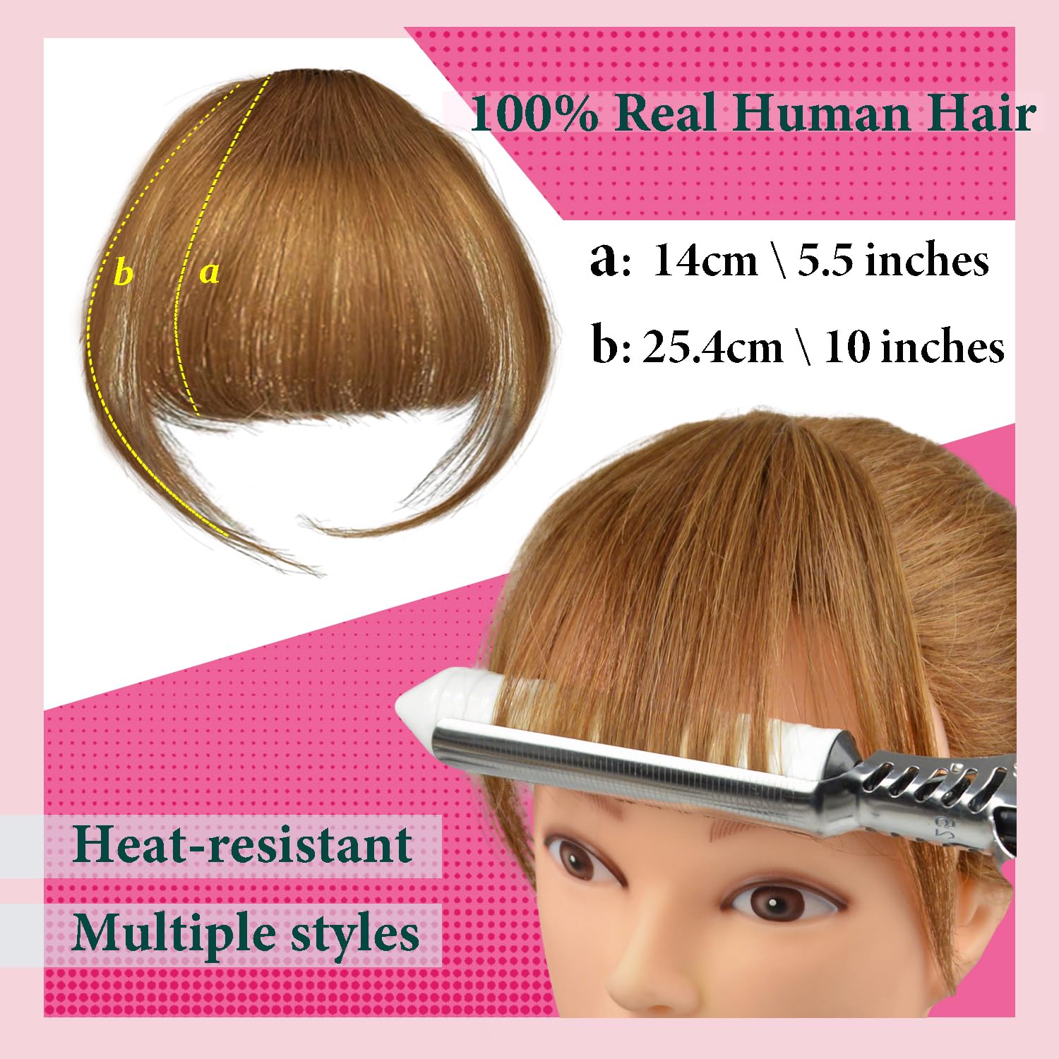 Clip in Bangs 100% Human Hair with Temples Hairpieces Air Hair Bangs Clip in Hair Extensions for Party and Daily Wear(Light Brown) - Image 3