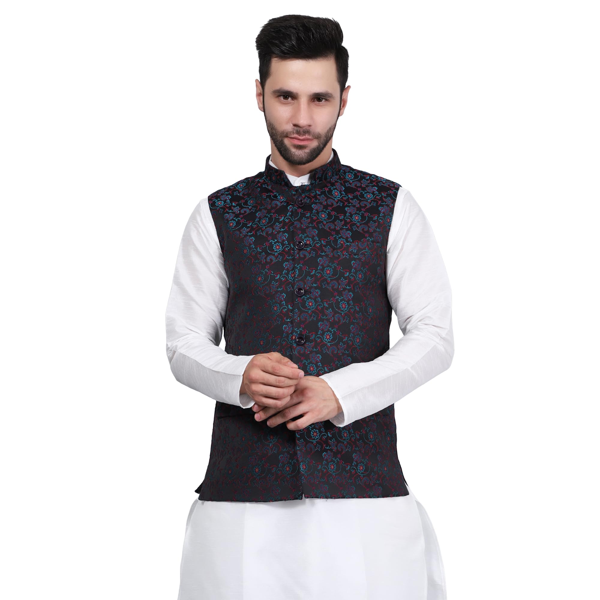 wintage Banarasi rayon cotton black modi nehru jacket-picture-36