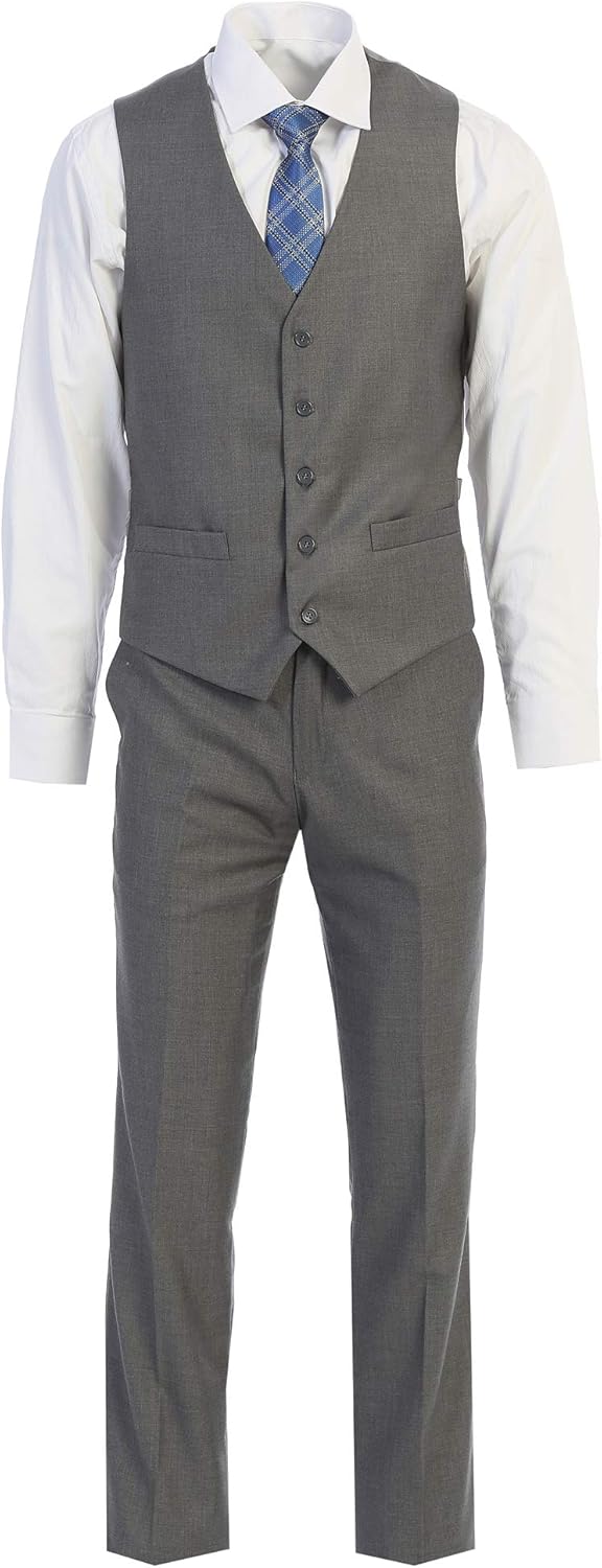 Elegant Men's Modern Fit Three Piece Two Button Suit - Many Colors (48 Regular, Gray)