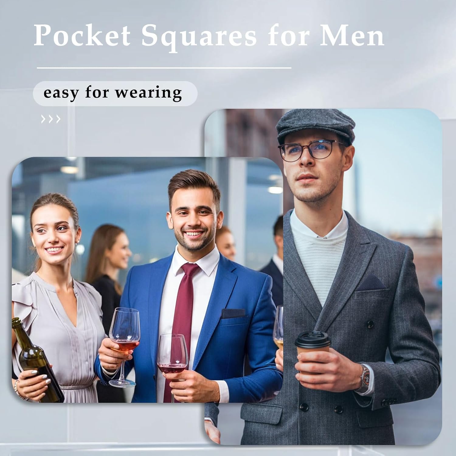 Cotton Pocket Squares for Men, Solid Color Mens Handkerchiefs with Pocket Square Holder for Business Wedding Party - Image 5