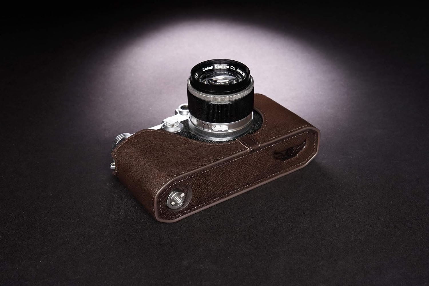 for Canon IIIA iib iid Case, BolinUS Handmade Genuine Real Leather Half Camera Case Bag Cover for Canon IIIA iib iid Camera with Hand Strap (Coffee)