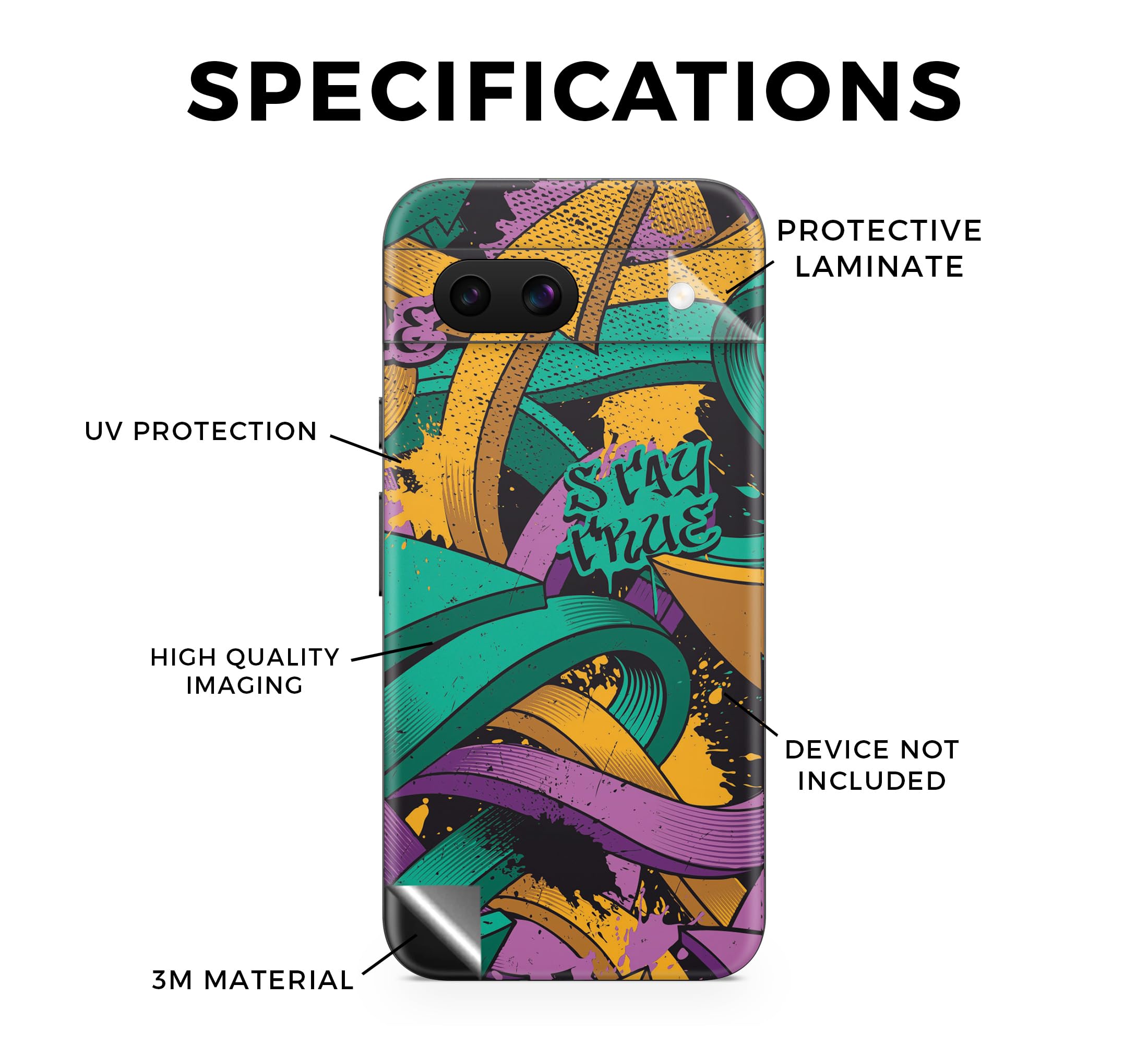 Phone Skin Compatible with Google Pixel 8a - Tertiary Arrows Phone Skin Compatible with Google Pixel 8a - Tertiary Arrows