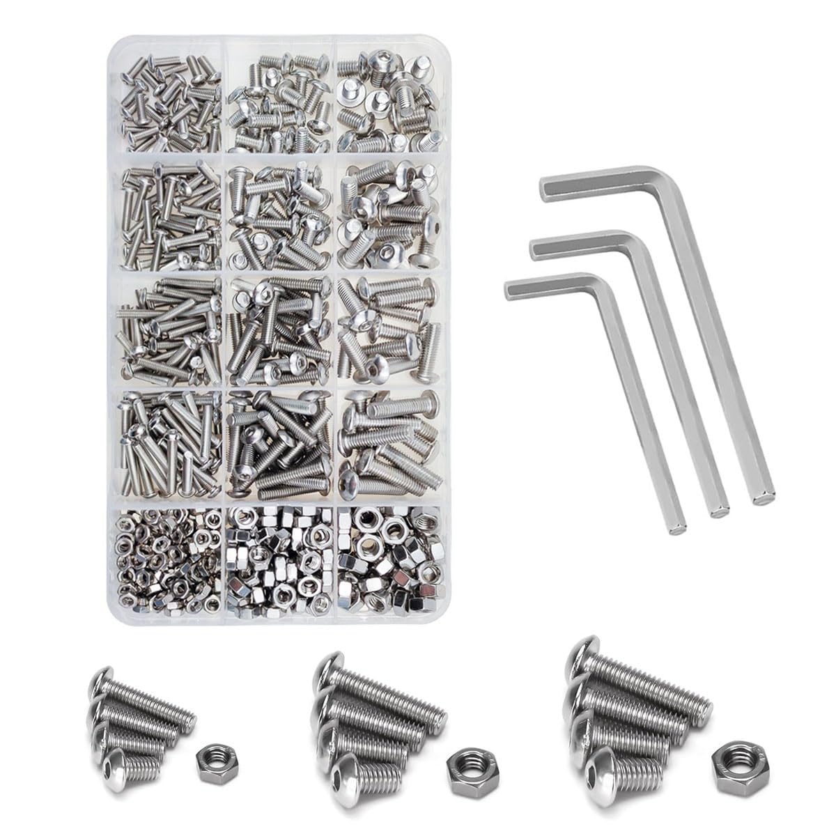 Sponsored Ad β Goodern 500 Pcs M3-M5 Stainless Steel Hex Socket Screws, Bolts, Nuts & Washers Set with Storage Box and Wrenches for Machinery, Instruments, Electronics & More