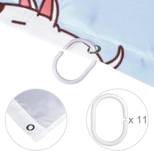 Miniatura 4 de KXO Bull Terrier - Cortina de ducha de dibujos animados para pasear perros, impermeable, lavable, juego de cortinas de baño de poliéster con