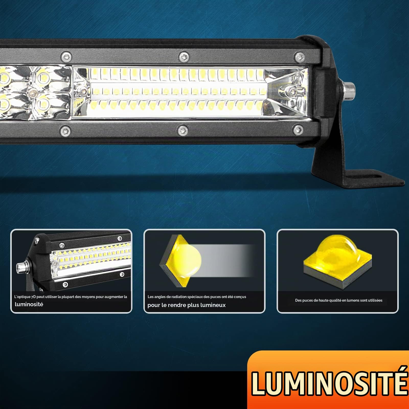 RIGIDON 24 Pouces 60cm 216W projecteur Barre de LED 4x4 12V 24V Flood Spot