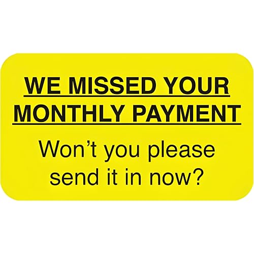 Monthly Payment Reminder Sticker for Medical Billing and Patient Payment Plans, Doctor Stuff, Fluorescent Yellow Collection Label 1-1/2 x 7/8 Inch, 250 per Box