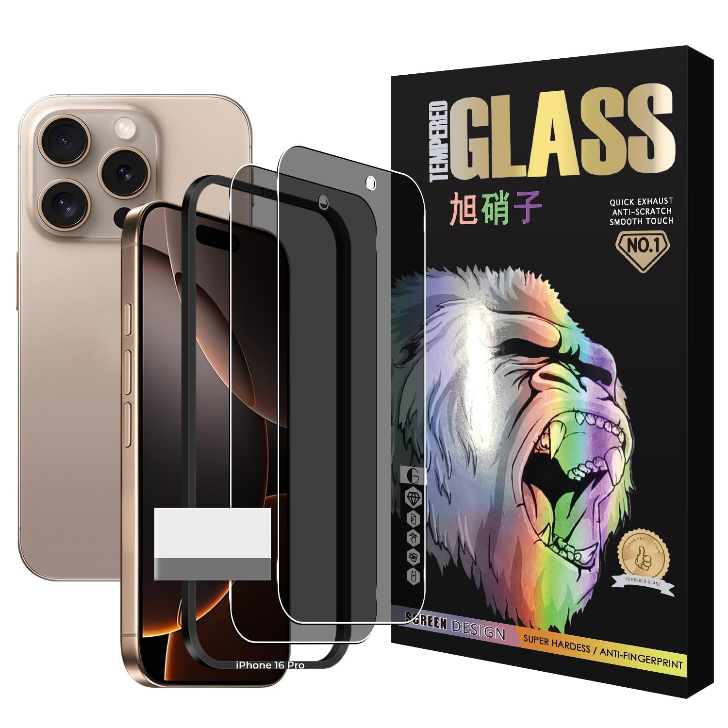 【硬度10H】対応 iPhone 16 Pro ガラスフイルム 覗き見防止 ガイド枠付き 【2枚セット AGC旭硝子 】 iPhone16pro フイルム のぞき見防止 アイホン 16 プロ 液晶 保護フィルム のぞき見 プライバシーフィルム 強化ガラス 【 耐衝撃 飛散防止 厚さ0.26mm 気泡ゼロ 3D Touch対応 高感度 指紋防止 ラウンドエッジ加工 】 TZ10H-16PFK4