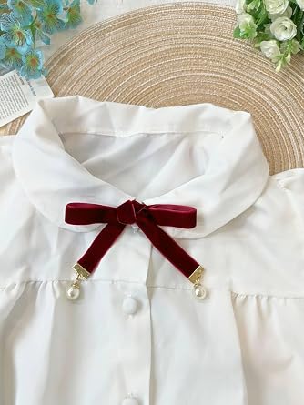 Women's Ribbon, Velvet, Long, Double Lay, Hand Tie, Bow Tie Beaded, Uniform Accessory, Bowknot, Sweet, Bowknot, School Entrance Ceremonies, Graduation Ceremonies, Recitals, Office Work