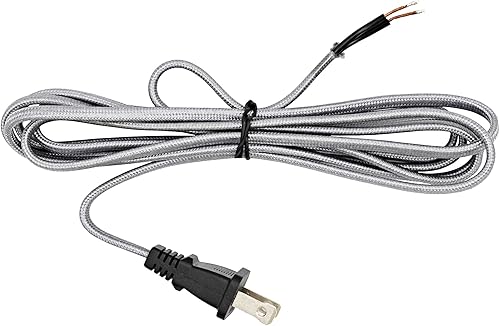 Miniatura 4 de Creative Hobbies Cable de lámpara eléctrica cubierto de tela de rayón con enchufe de extremo, extremos pelados listos para cableado, 8 pies,