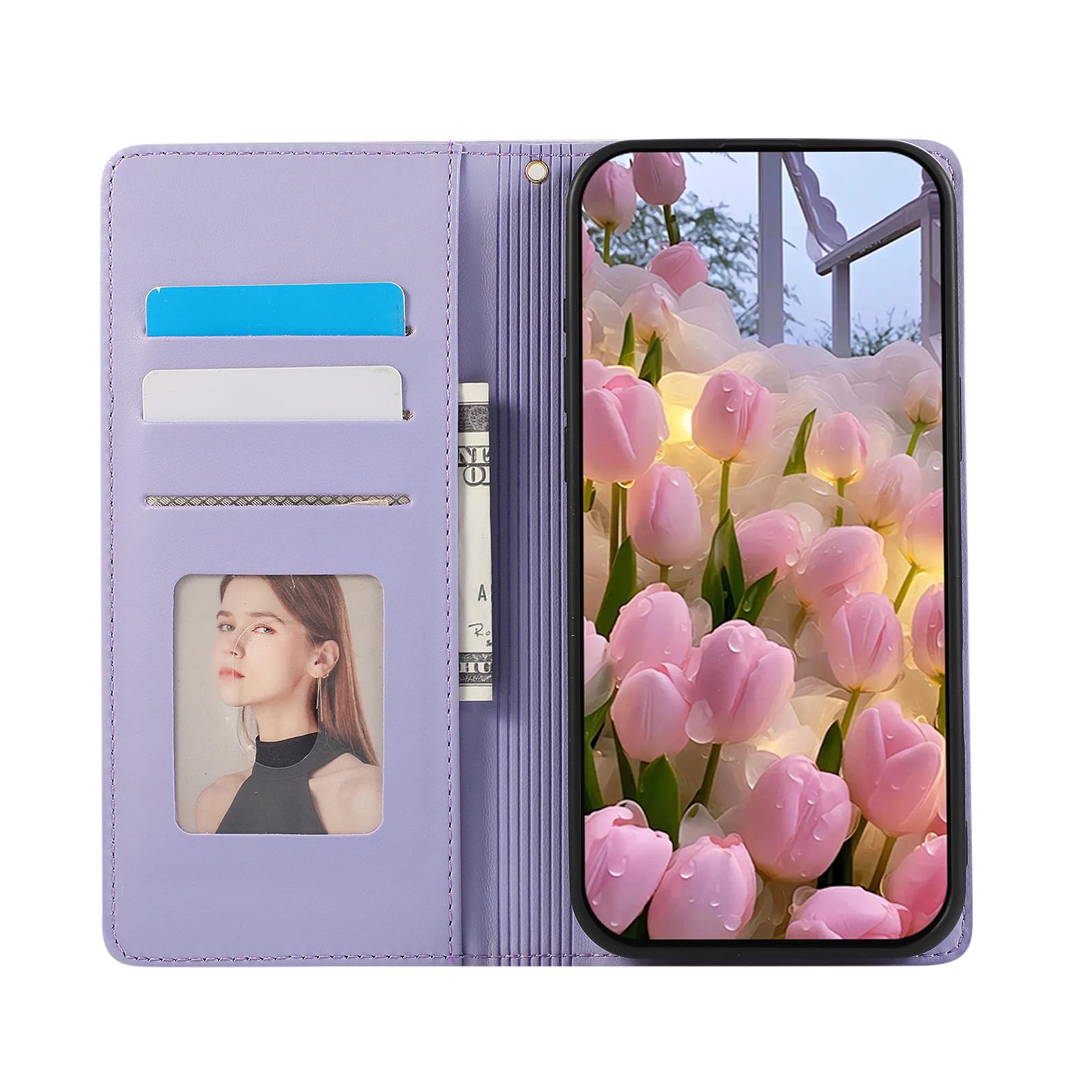Etui crossbody do iPhone 17 Pro Max/17 Pro/17 Air/17, etui z klapką z uchwytem na karty, podpórka, stylowa skórzana osłona, fioletowe, 17