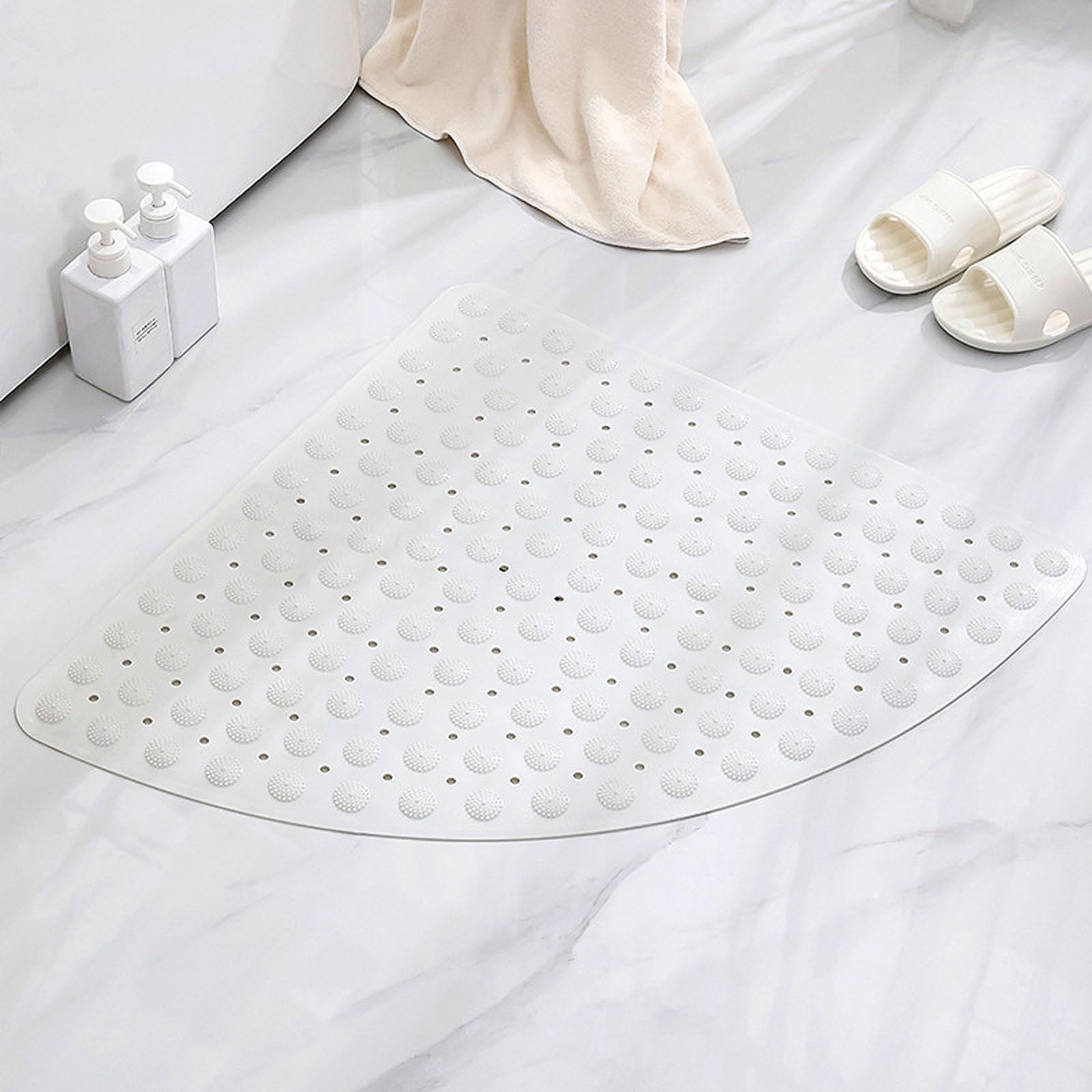Enigmaire Corner Shower Mat,Quadrant Sector Safety Mats,Shower Mats For Inside Shower,Triangle Shower Mats,Fan-shaped,Massage,Non Slip,Washable,Anti-Bacterial,Anti Mould,For Inside Shower