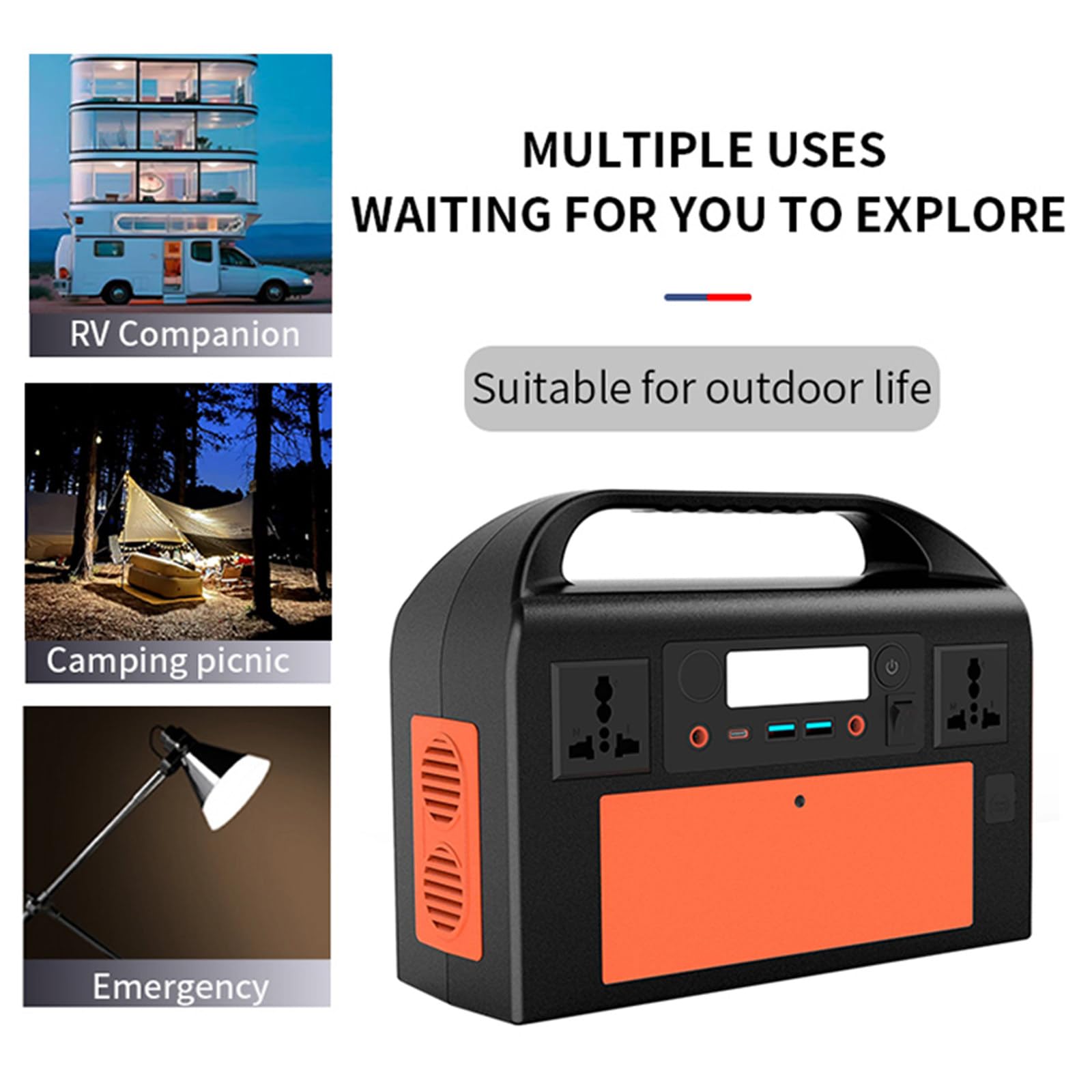 Alimentatore per Esterni 220V ad Alta Potenza 300W Alimentatore per accumulo di energia 90000mAh per Soddisfare Le tue Esigenze di Ricarica all'aperto, Ecologico