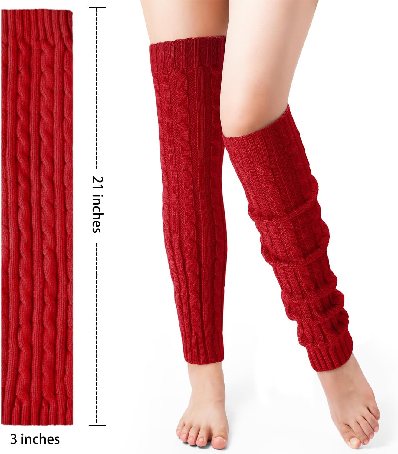 Pleneal Leg Warmers for Women - 1/2/3 Pairs Fashion Cable Knit Warm Leg Warmers 80s Accessories for Party Sports Yoga - Image 2