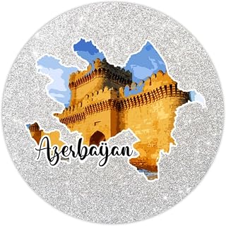 50 Pieces Azerbaijan Vinyl Sticker Decal Vacation Momento Vinyl Stickers Skyline Building Travel Gift Durable Water Bottle Stickers Stickers for Water Bottles Laptop Phone Cup 3inch