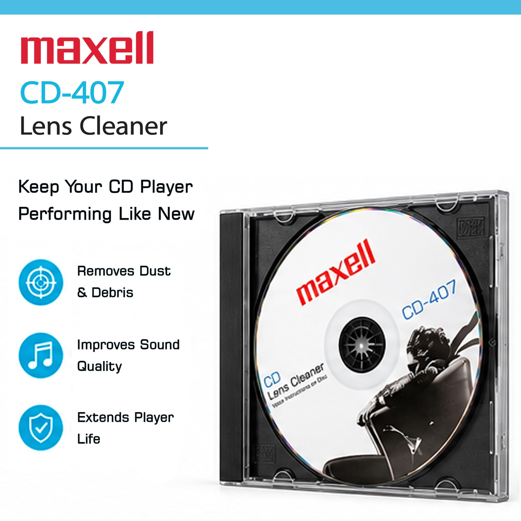 Amazon.com: Maxell CD407 Laser Lens Cleaner, CD Player Cleaning