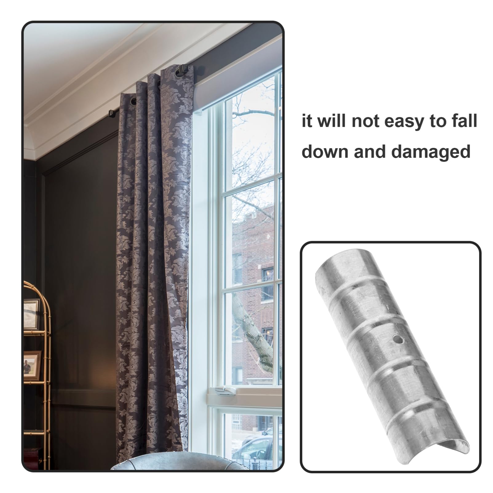 Luxshiny 2Pcs Decorative Curtain Rod Connector Hollow Rod End Joints Curtain Rail Connectors for and Office Easy Installation and Sturdy Design