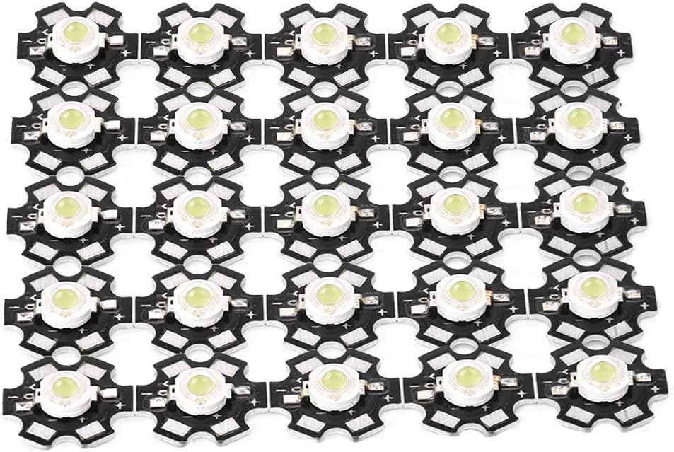 25pcs LED Lamp Beads, High Bright Integrated Chip LED Bead, 3W 3.2-3.4V LED Bead Spotlight Bulb for DIY Lighting Fixtures (10000-15000K)