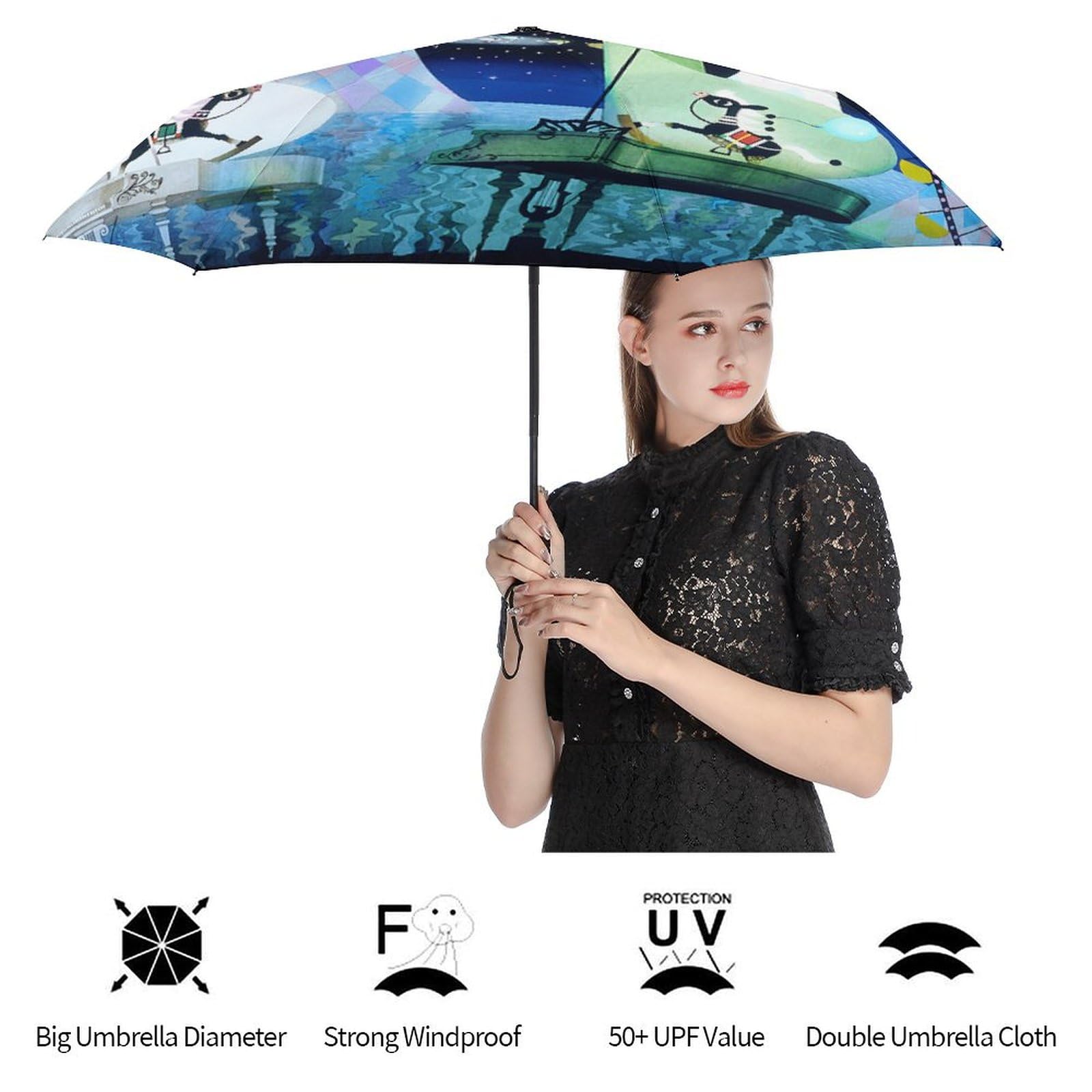 Amazon.co.jp: 藤城清治 星空の木馬 折りたたみ傘 軽量 日傘 晴雨兼用