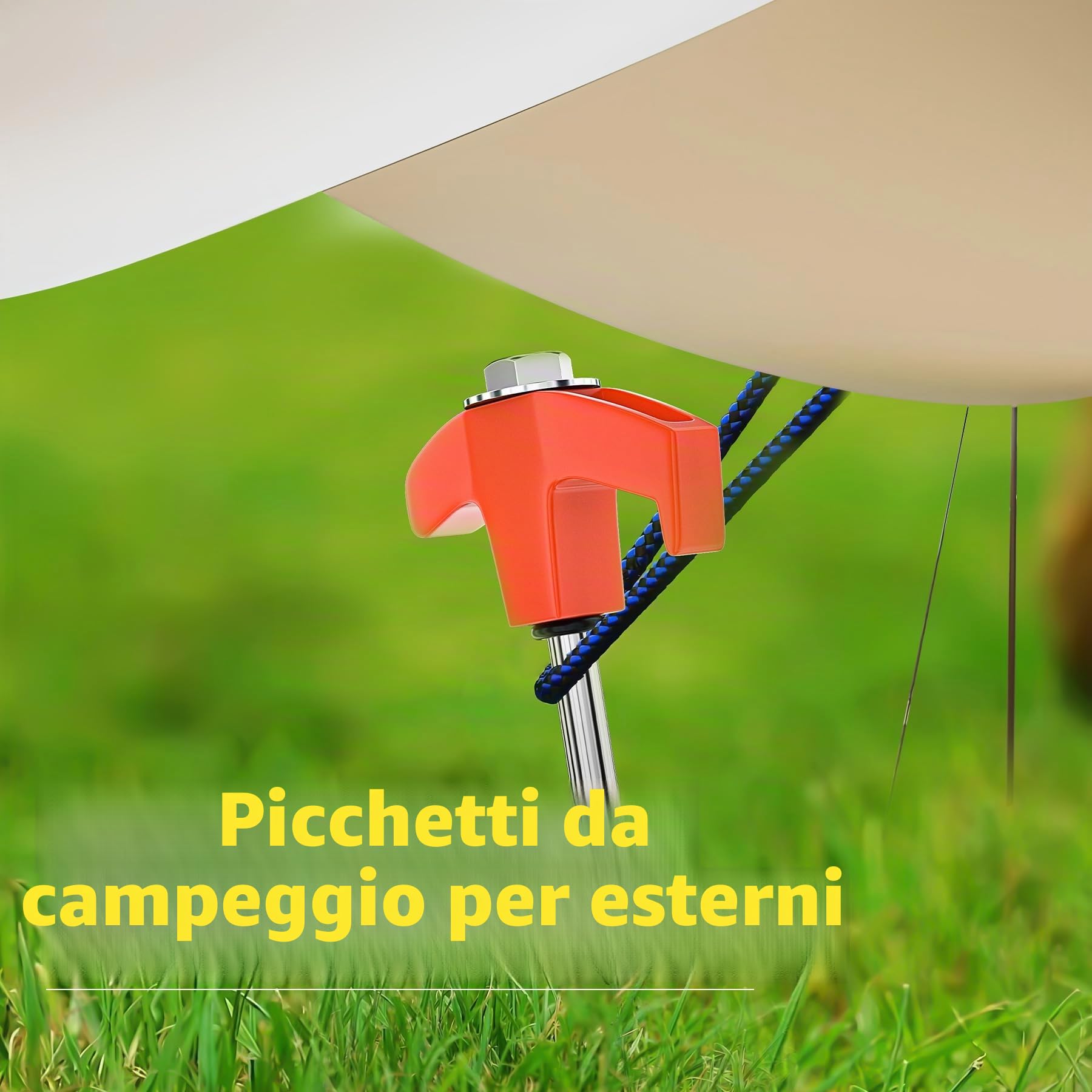 24 pz Tenda Pegs Trapano da Campeggio Heavy Duty Steel Camping Spikes Anti-Rust Tenda Pegs 25CM Camping Stakes con Hex Drill Bit & T Pull Hook, Garden Staples per Trampolino, Arancione