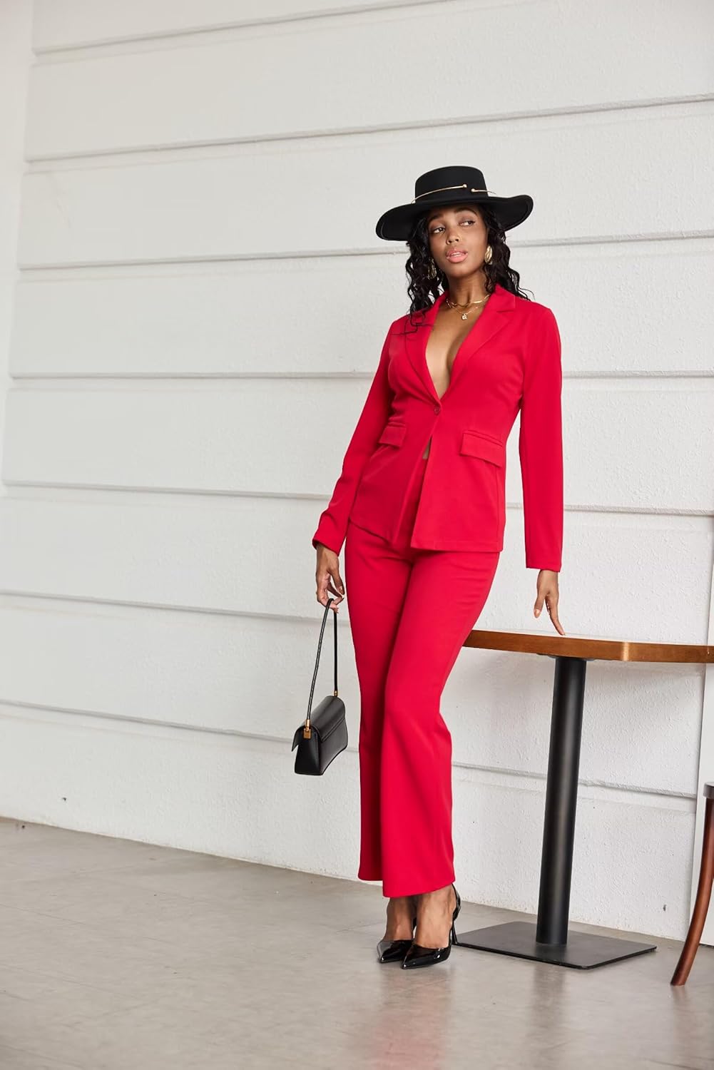 Womens 2 Piece Pant Suits Dressy Blazer Jacket Flare Pants Set Casual Business Suiting Formal Work Office Outfits - Image 6