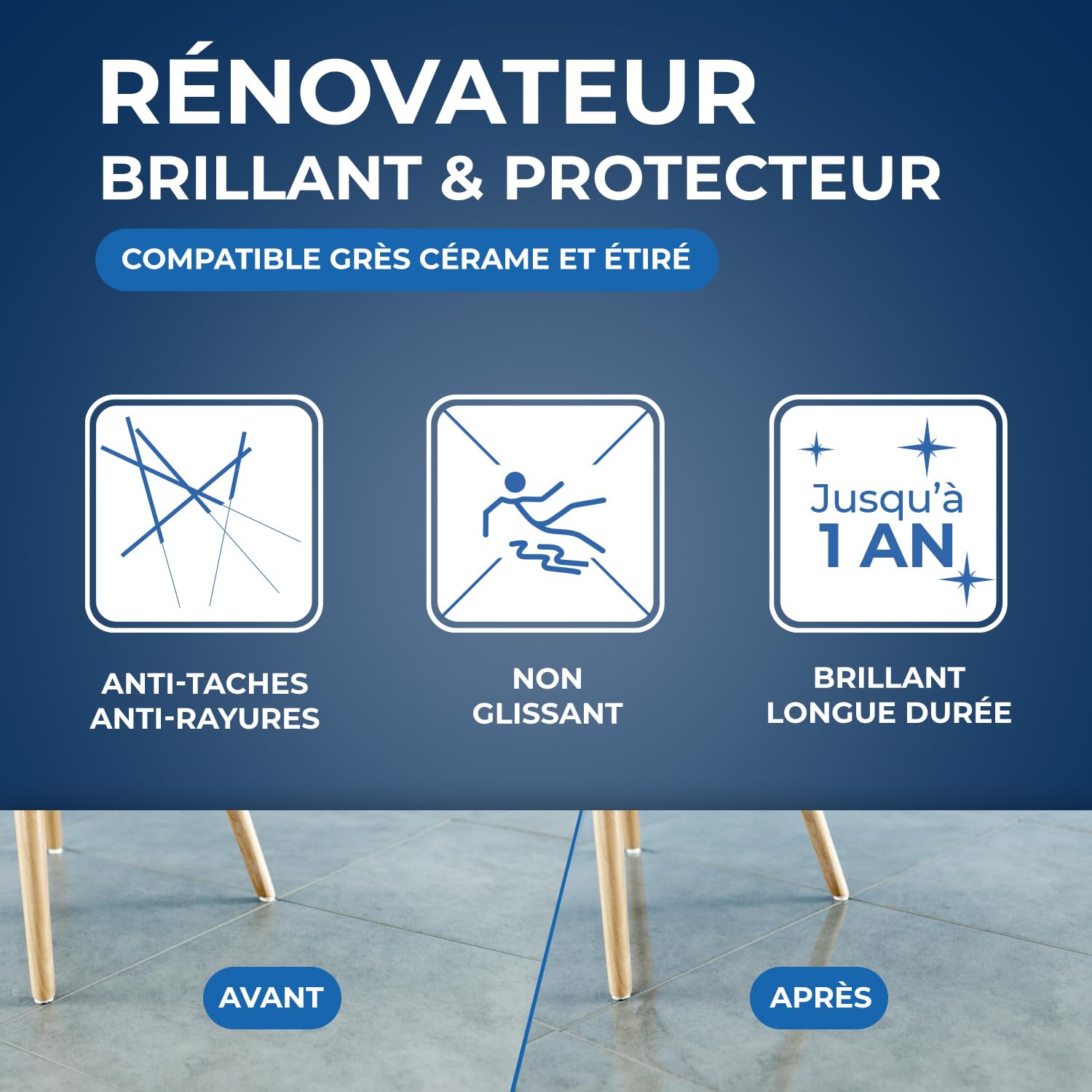 STARWAX Rénovateur brillant protecteur pour sols intérieurs 1L | Protège et fait briller carrelage PVC parquet stratifié et terres cuites, estompe les rayures, non glissant, rendement 30m²/L