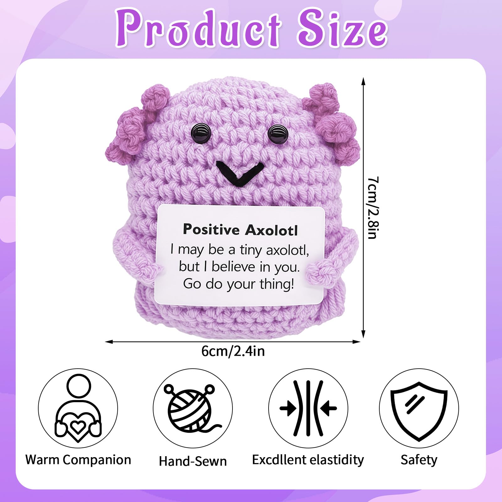 Positive Axolotl Crochet Emotional Support Crochet - Image 3