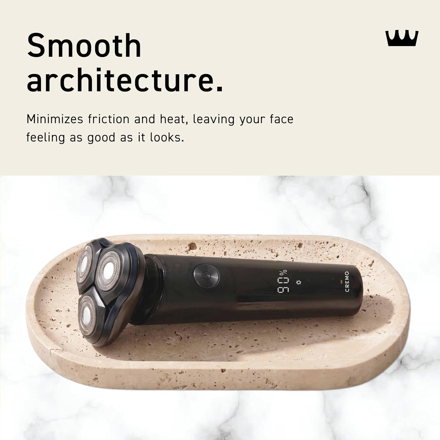 Cremo Rotary Shaver for Men, Cordless Foil Shaver with Multi-Foil Floating Head, Rechargeable Electric Razor with 2-Speeds, IPX7-Rated Waterproof, Digital Display, Travel Lock, Magnetic Blade Head