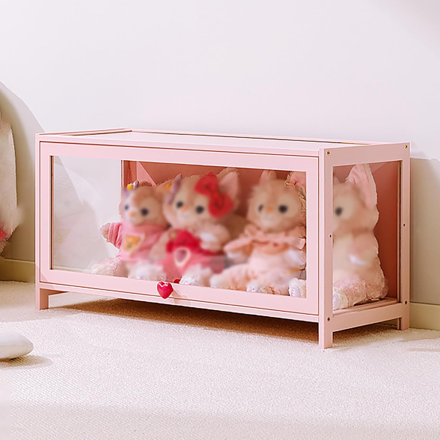 display cabinet with Acrylic doors, Curio Display Case,Collectibles Toy Organizers Rack & Display Shelf, for Living Room, Plant, Display Shelf, Assembly Required (pink,5 Tier - L31.4*W12.9*H67.7IN)