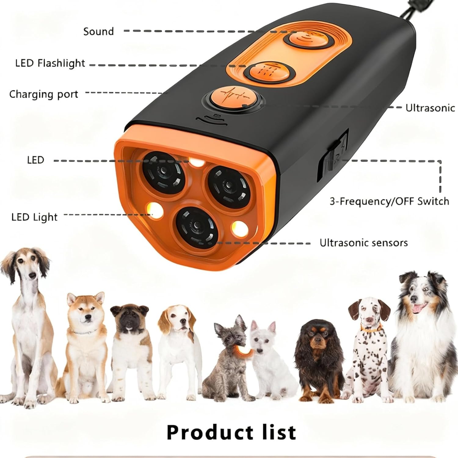 M/P Dog Bark Deterrent Devices, 3X Ultrasonic Rechargeable, 50 FT Range, Best Anti Barking Device for Dogs, Dog Barking Deterrent Devices, Dog Repellent and bark Stopper