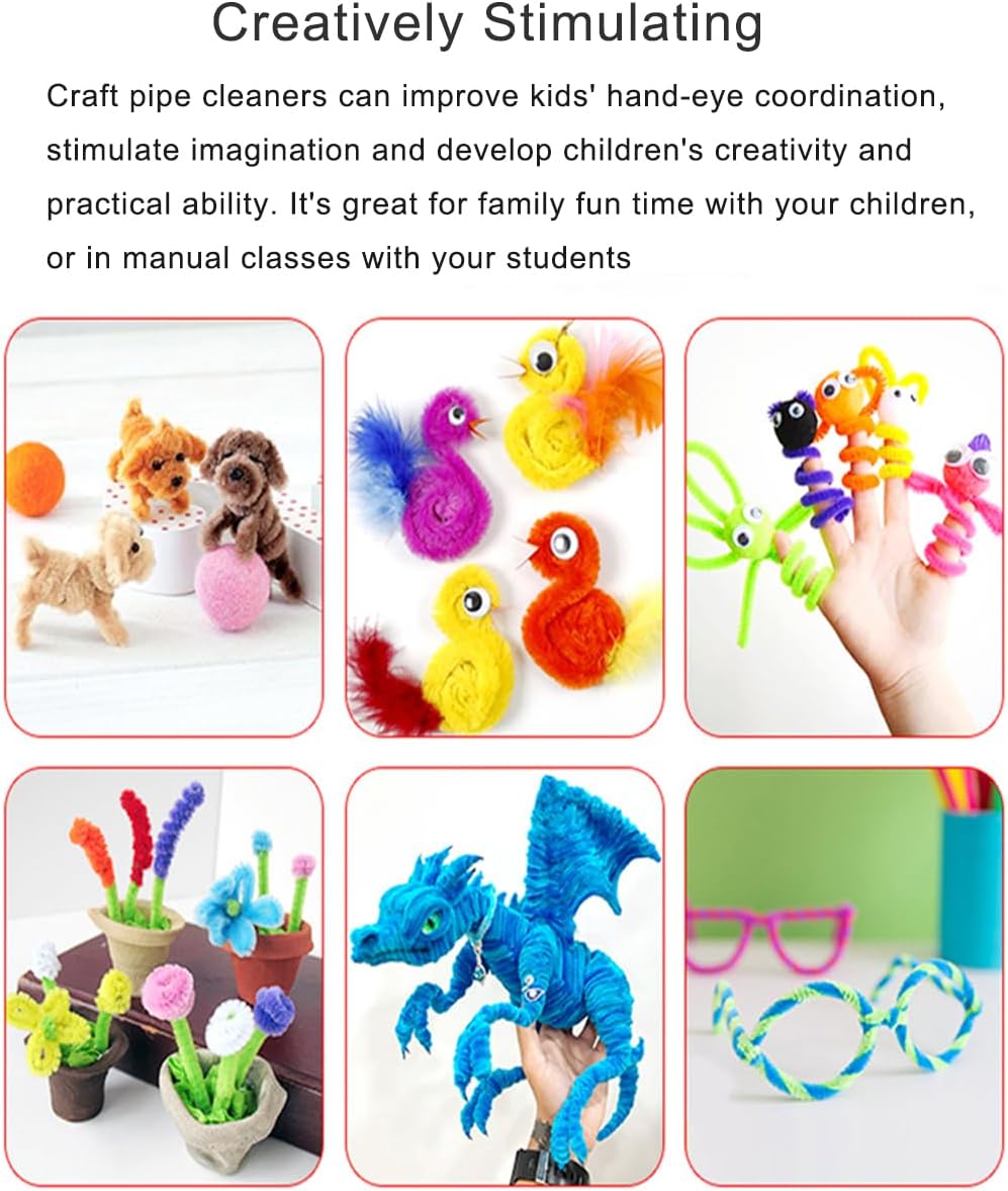 Blue Pipe Cleaners, 100 Pieces Chenille Stems Craft, 12 inch Long Fluffy Pipe Cleaners for Creative DIY Art Craft Projects, Home Decoration Supplies (6 mm x 30 cm, Blue Series-4 Colors)