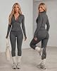 Conjunto Deportivo para Mujer de 2 Piezas Sin Costuras con Chaqueta con Cremallera de Manga Larga y Leggings de Cintura Alta para Gimnasio 3