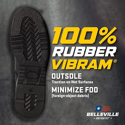 Miniatura 6 de Belleville 800 ST - Botas de combate impermeables con punta de acero y cubierta de vuelo para hombre, cuero negro azul marino de EE. UU. con forro