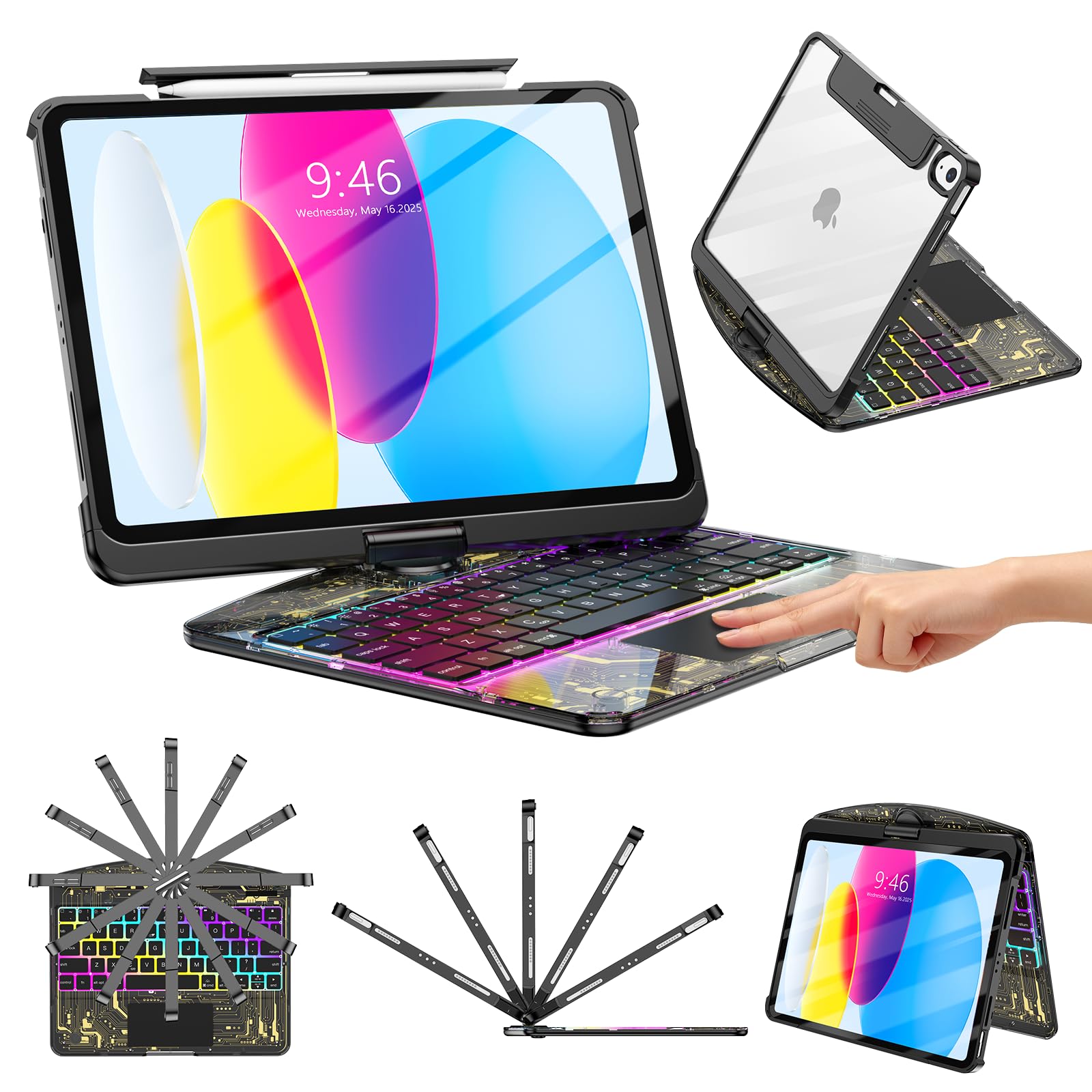 Amazon.com: TSQQST Clear Wireless Keyboard Case for iPad (A16