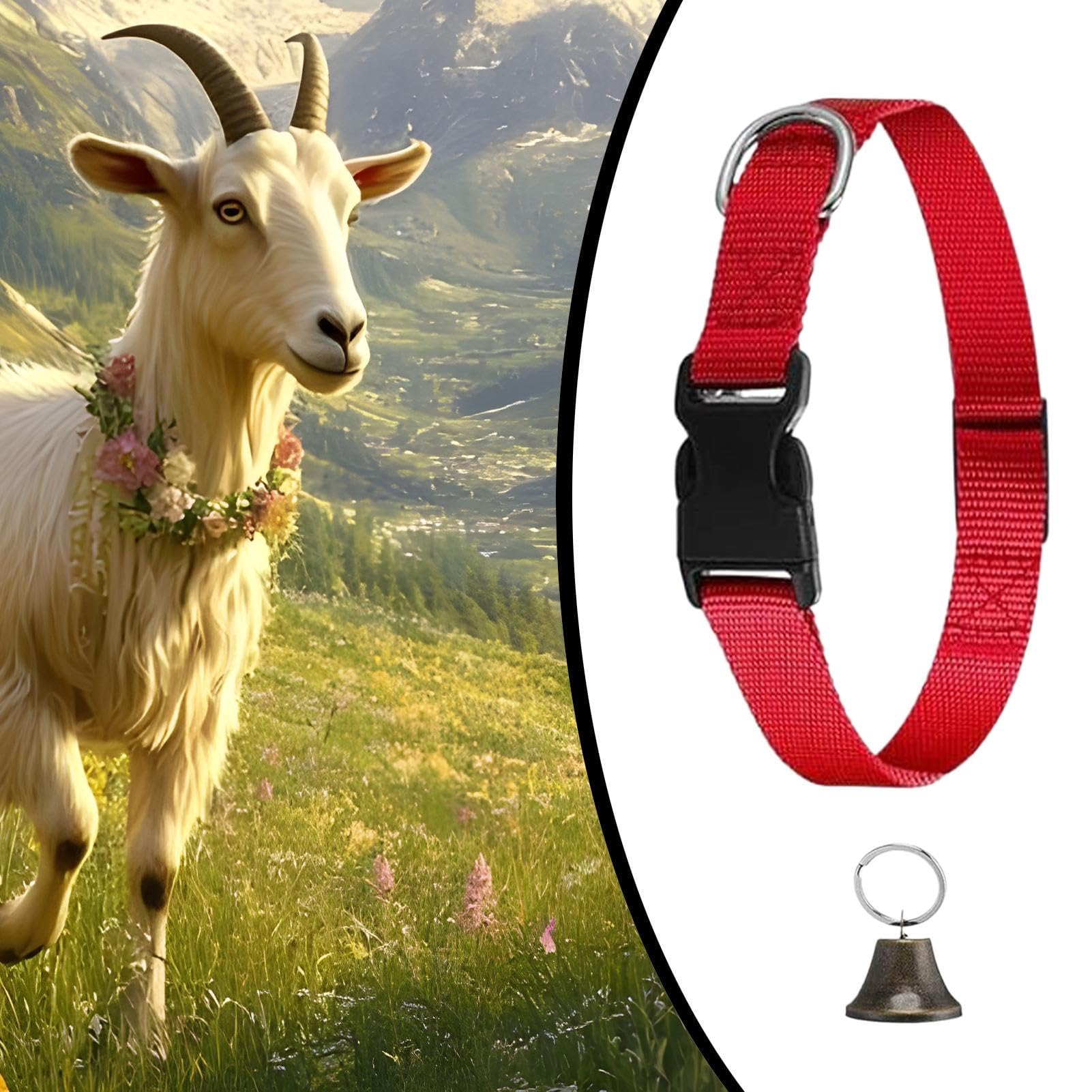 Collier de Chèvre pour Concours | Collier Réglable en Nylon pour Mouton,Cloche d'Alpage Sonore Anti-Perdition pour Les Vaches, Les Chèvres de Compagnie, Les Troupeaux, l'Entraînement