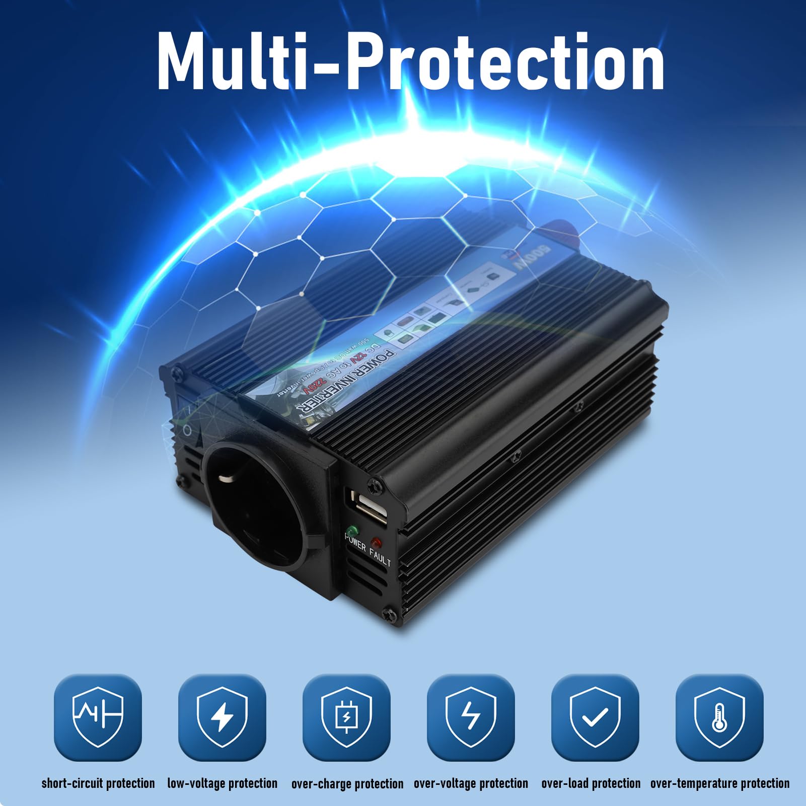 Convertitore di Potenza 350W 12V 220V DC AC USB Onda Sinusoidale Modificata