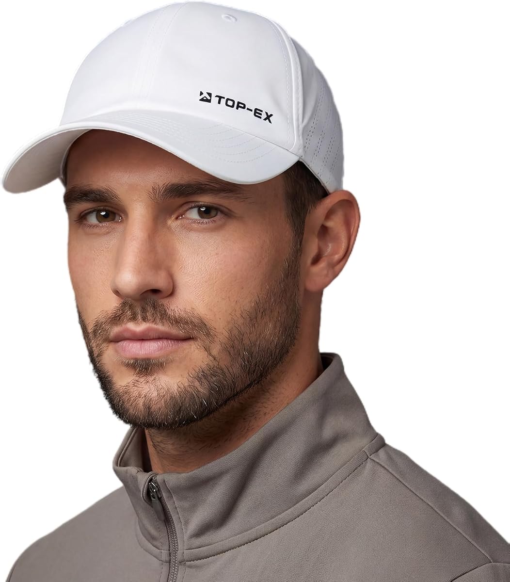 TOP-EX UVCoolix Cooling Running UPF50+ Gorra para hombre, impermeable | corona desestructurada, gorra de béisbol, resistente al agua, laterales ventilados, tallas grandes, correr, golf, trabajo al aire libre
