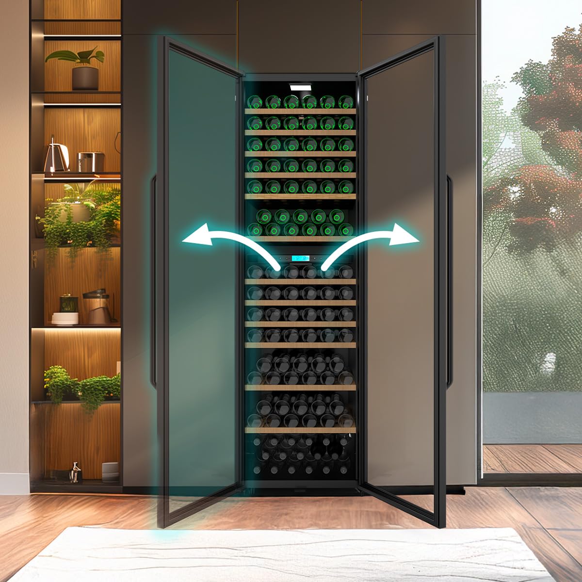 Cecotec Bolero GrandSommelier Duo 176000 Getränkekühlschrank 176 Flaschen Dual-Temperatur UV-Schutz Schwarz