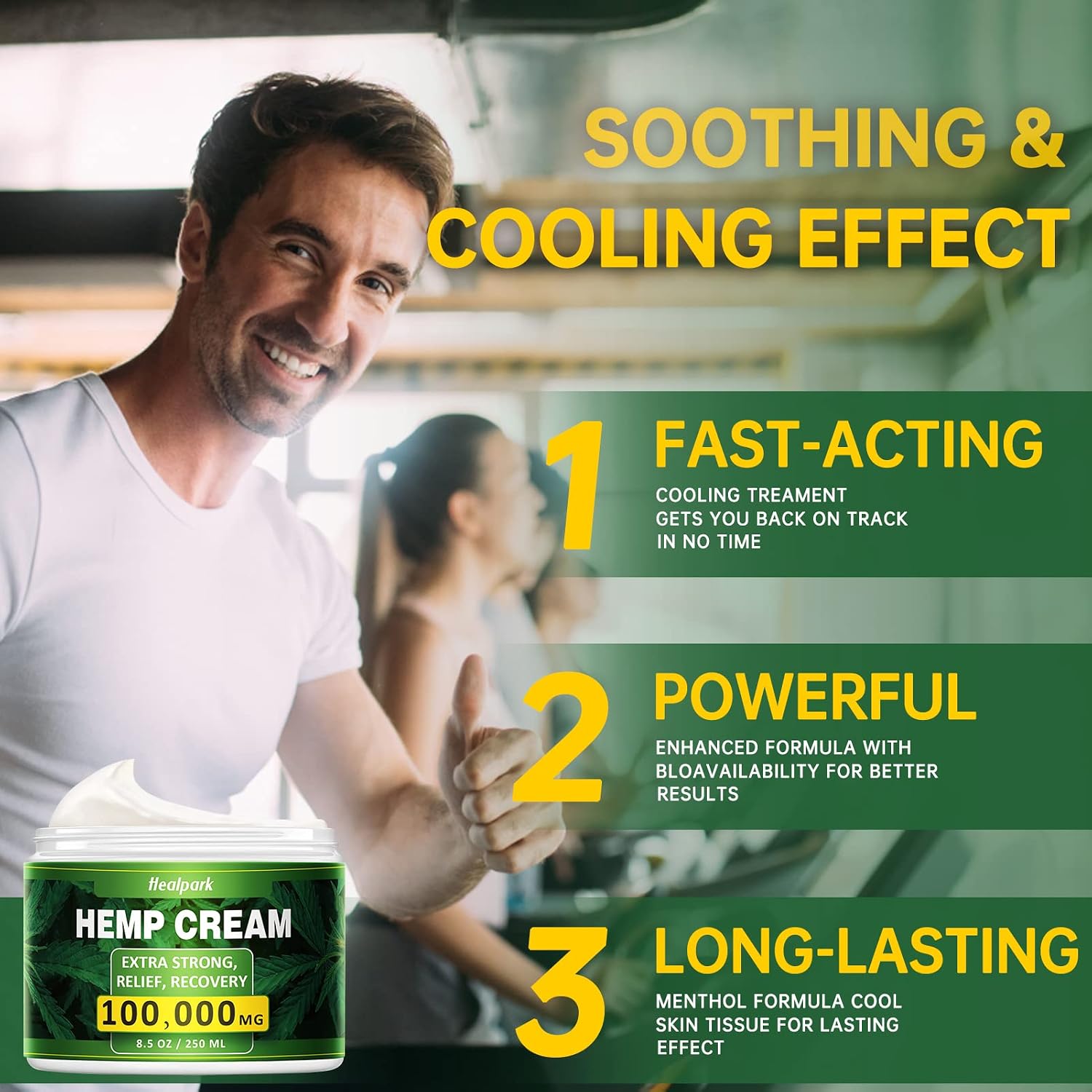 Natural Hemp Cream for Muscles, Joints, Lower Back, Back, Knees, Neck, Fingers, Elbows- 8 fl oz - Arnica,MSM, Turmeric, Emu Oil, Menthol, Aloe