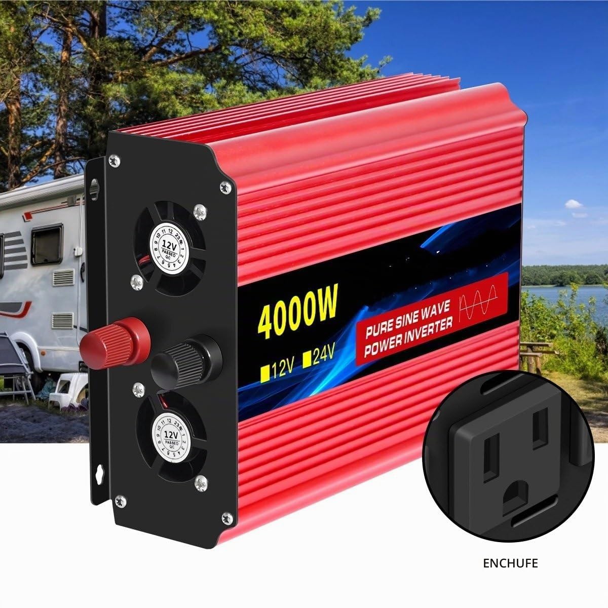 Inversor Onda Pura Convertidor Inversor De Corriente Onda Sinusoidal Pura De 12 V/24 V A 110 V CA 16000 W 4000 W 60 Hz Solar Con LED Y Enchufe Estadounidense Accesorios Para Coche(12V 110V 1000W 60HZ)