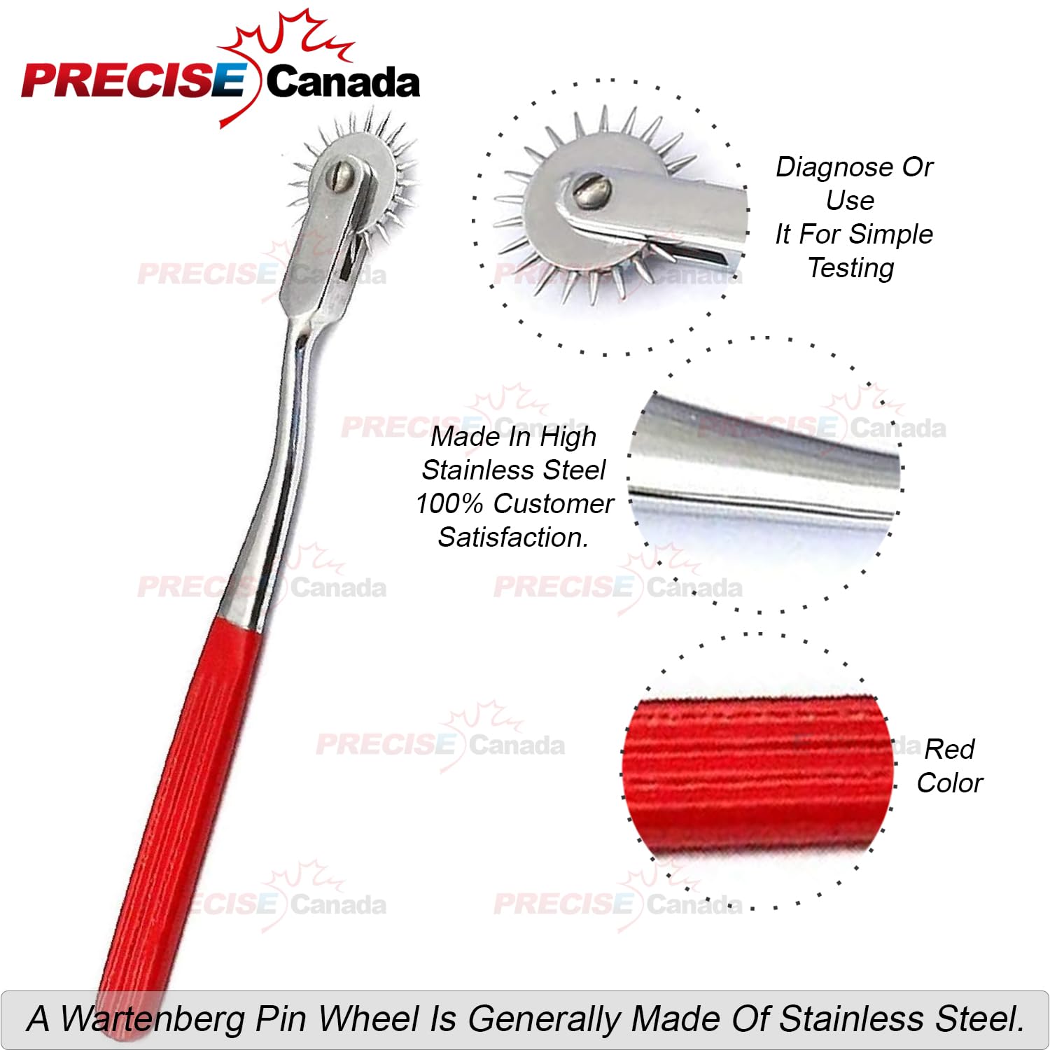 PC Rotating SPUR RED WARTENBERG Pinwheel Chrome Plated
