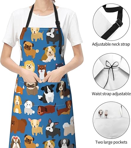 Miniatura 4 de Wisedeal Delantal para perros y cachorros, delantal para perros de varias razas con 2 bolsillos para mujeres, adecuado para cocinar, chef, parrilla,