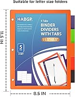 Vista 8 de HABGP 10 unidades/2 separadores de carpetas de 3 anillos con pestañas, separadores de páginas de color para carpetas de 3 anillos con pestañas, 5