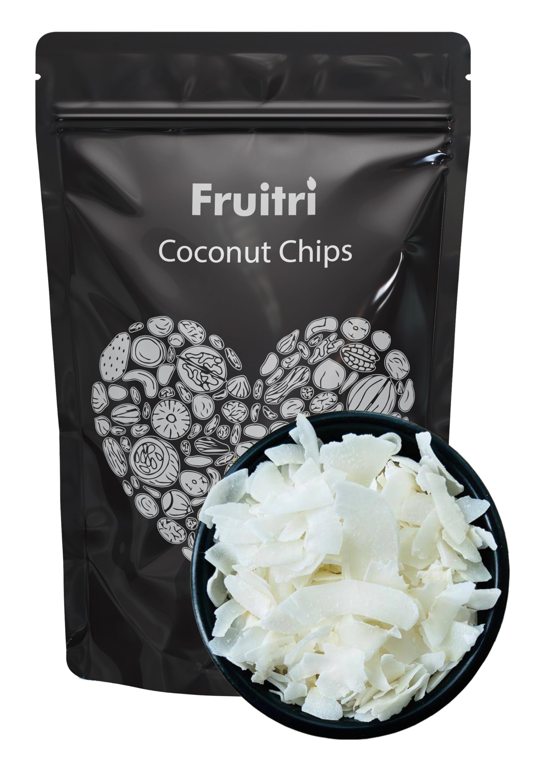 Fruitri Pure and Crispy Coconut Chips 250g – Natural Coconut Snack, Gluten-Free, Vegan | Perfect for Desserts, Smoothies & Recipes