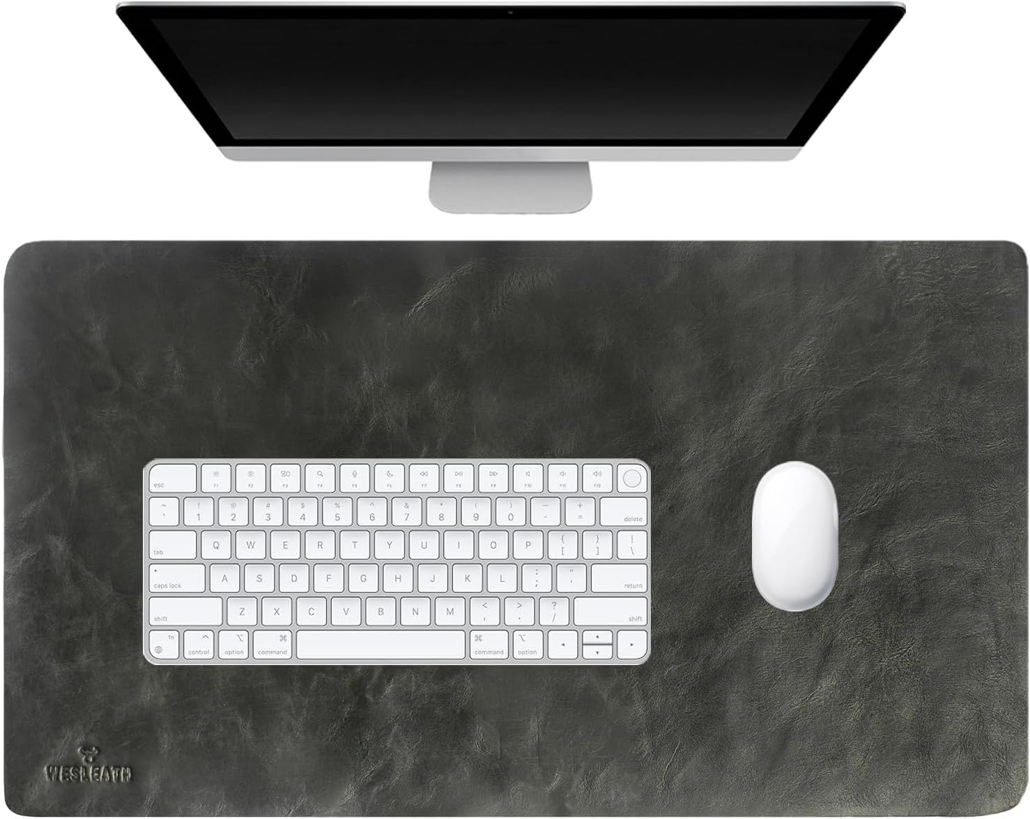 Premium Leather Desk Mat, Full Grain Leather Desk Pad Protector & Desk Blotter, Waterproof Non-Slip Writing Surface for Keyboard, Mouse & Laptop, Desk Pad for Home & Office (Onix, Medium)