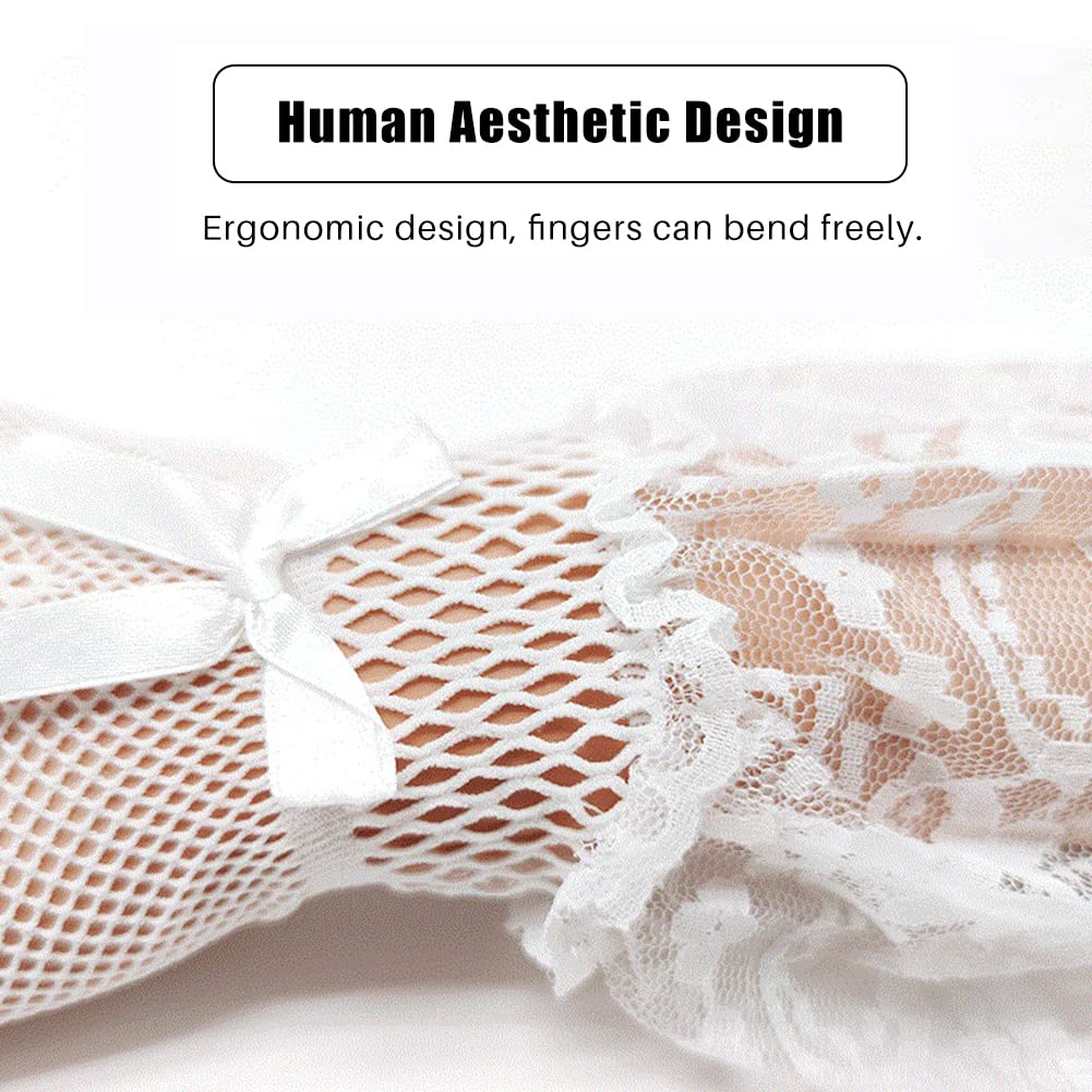 Spitzen-Handschuhe Für Damen – Lang, Beige, Größe M, Perfekt Für Hochzeit, Party Oder Steampunk-Outfits