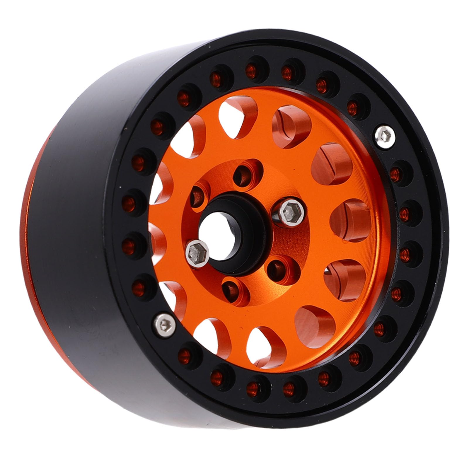 Juego de cubo de rueda RC de aleación de aluminio ligero de 1,9 pulgadas para Crawler RC a escala 1:10, estabilidad mejorada para maniobras de alta velocidad, accesorios de 4 piezas (naranja)